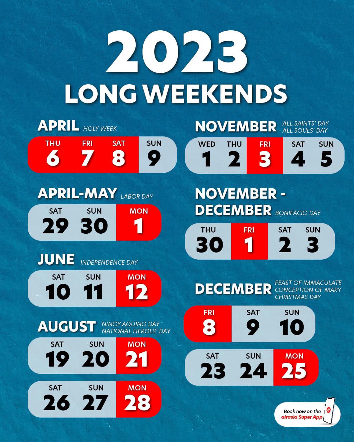 2023 Holidays and Long weekends in the Philippines Cebu Pacific Promo
