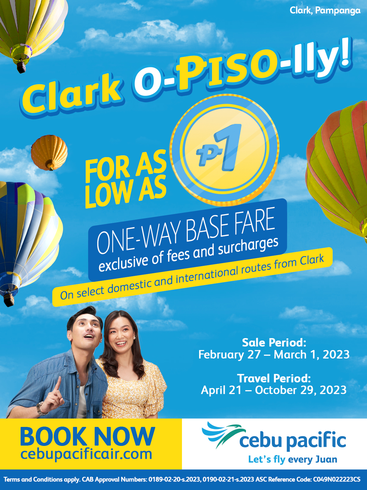 Cebu Pacific Piso Fare Promo for Clark hub (February 27, 2023) Cebu