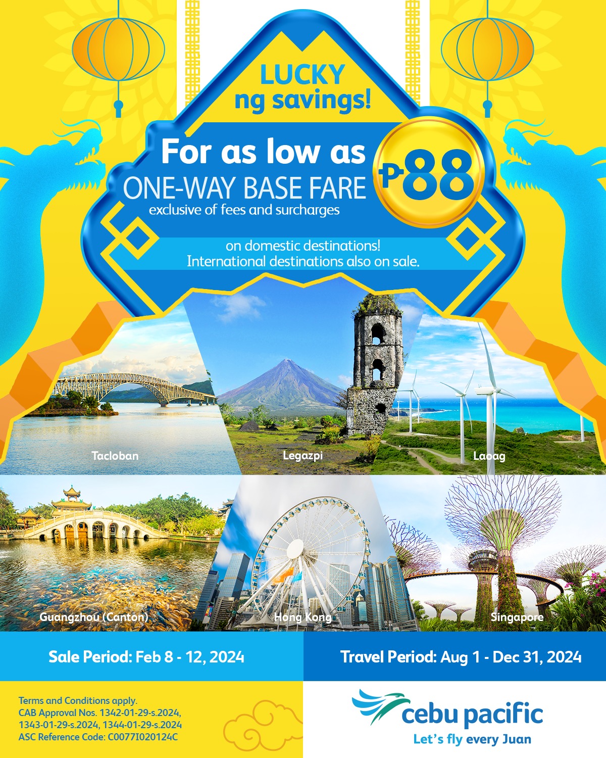 Cebu Pacific Chinese New Year P88 Promo (February 8, 2024) Cebu Pacific Promo Fares 2024